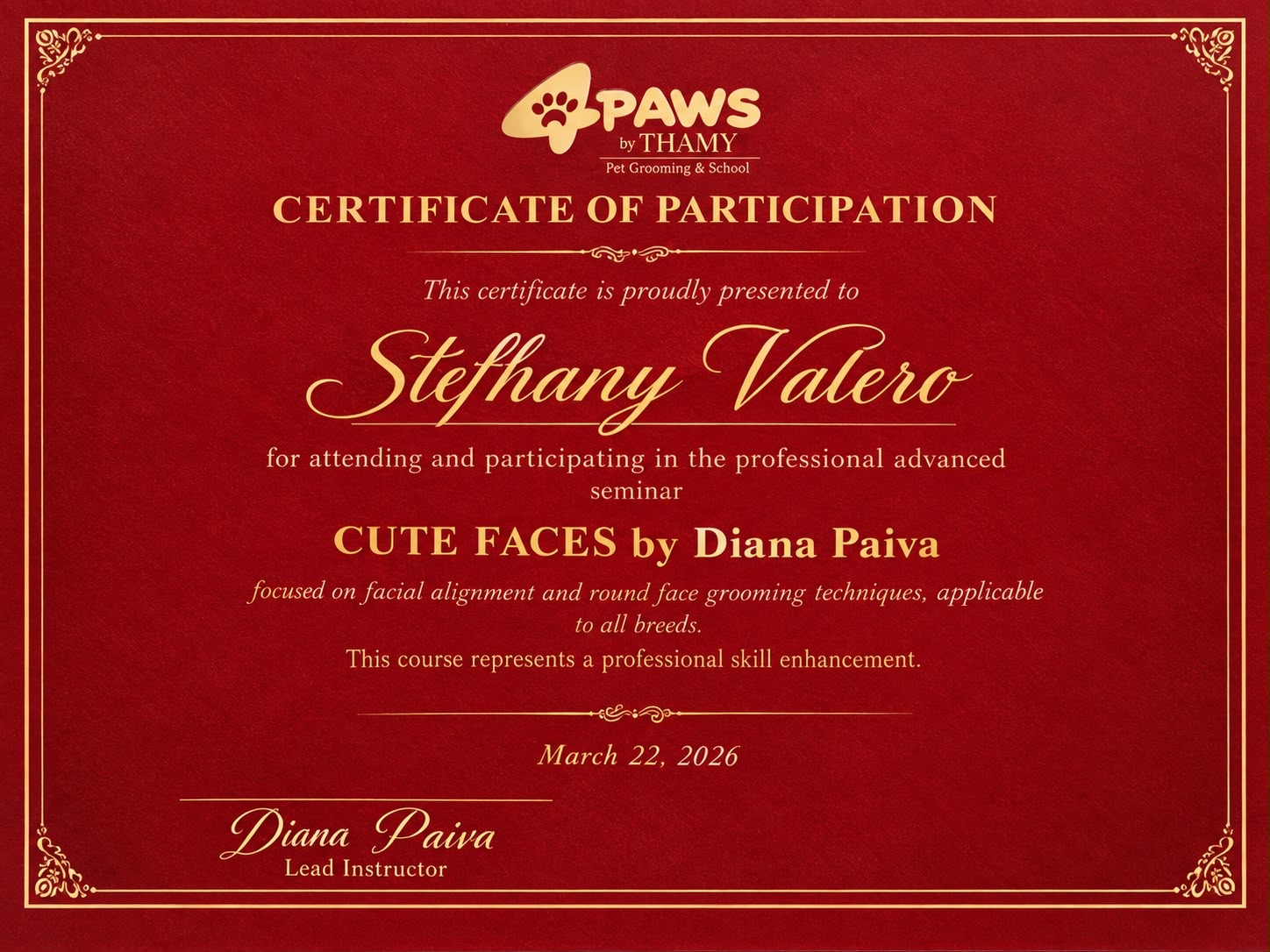 Cute Faces by Diana Paiva — 4Paws by Thamy · Facial alignment and round faces · March 2026 — Kisses and Paws in West Miami
