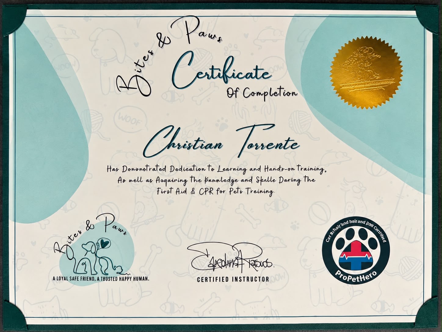 Pet First Aid & CPR — Bites & Paws · ProPetHero · Christian Torrente — Kisses and Paws in West Miami